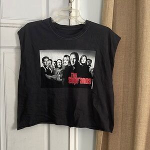 Dark Gray crop muscle shirt with The Sopranos logo size M/L